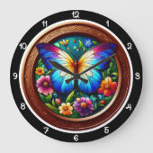 Butterfly Garden Stained Glass ラージ壁時計 (正面)