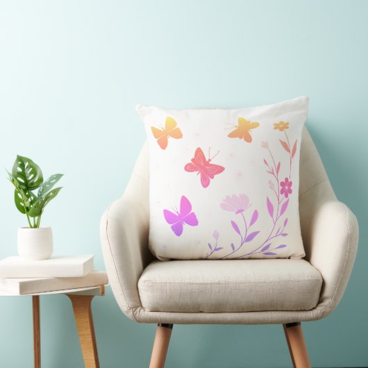 butterfly garden throw pillow クッション (椅子)