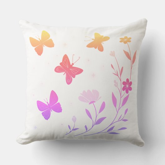 butterfly garden throw pillow クッション (正面)