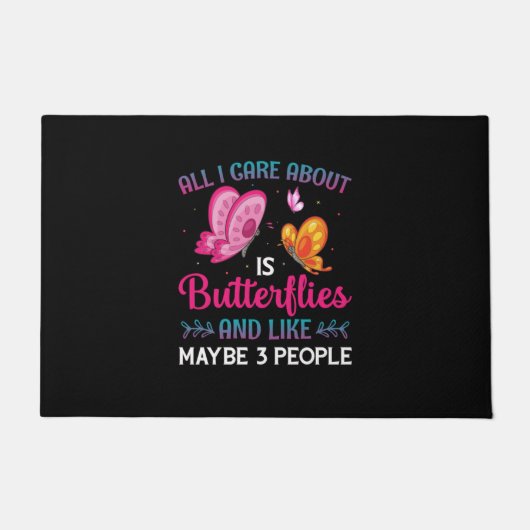 Butterfly Gift | All I Care About Is Butterflies ドアマット (正面)