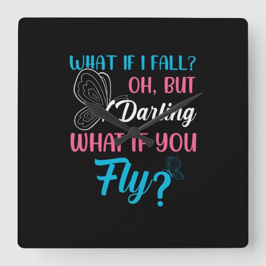 Butterfly Gift | What If You Fly スクエア壁時計 (正面)