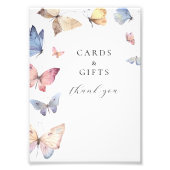 Butterfly Girl Baby Shower Table Top Sign フォトプリント (正面)