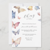 Butterfly Girl Baby Shower Watercolor Invitation 招待状 (正面)