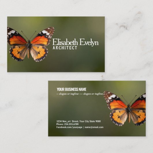 Butterfly Grace: Nature-Inspired Business Card 名刺 (正面/裏面)