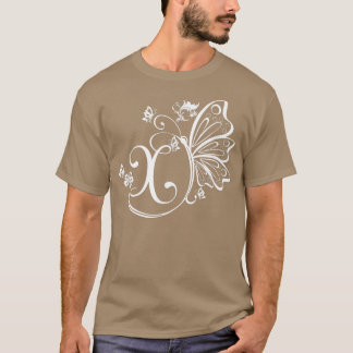 Butterfly Grunge Fairycore Aesthetic Letter X Mono Tシャツ