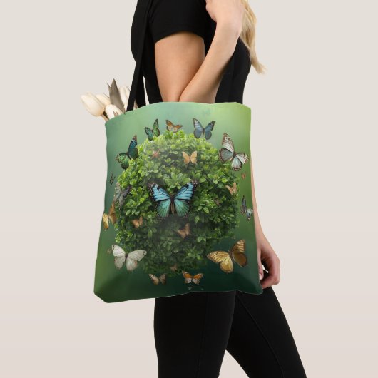 Butterfly Harmony Nature Sphere Eco Tote Bag トートバッグ (クローズアップ)