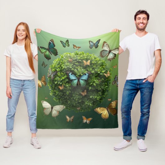 Butterfly Harmony Nature Sphere Fleece Blanket フリースブランケット (インサイチュ)