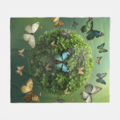 Butterfly Harmony Nature Sphere Fleece Blanket フリースブランケット (正面(横))