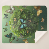 Butterfly Harmony Nature Sphere Sherpa Blanket   シェルパブランケット (正面(横))