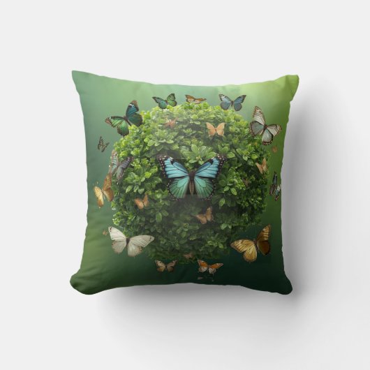 Butterfly Harmony Nature Sphere Throw Pillow クッション (正面)