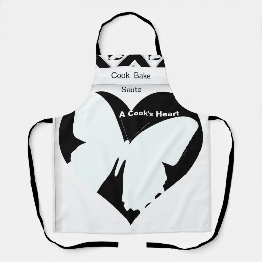 Butterfly Heart Cook Bake Saute エプロン (正面)