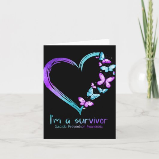 Butterfly Heart Im A Survivor Suicide Prevention カード (正面)
