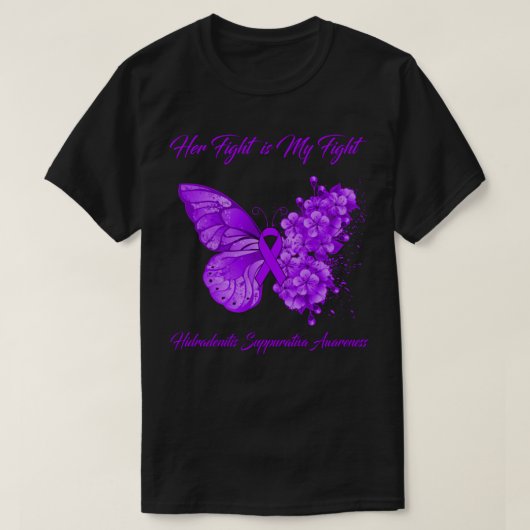Butterfly Her Fight is My Fight Hidradenitis Suppu Tシャツ (デザイン正面)