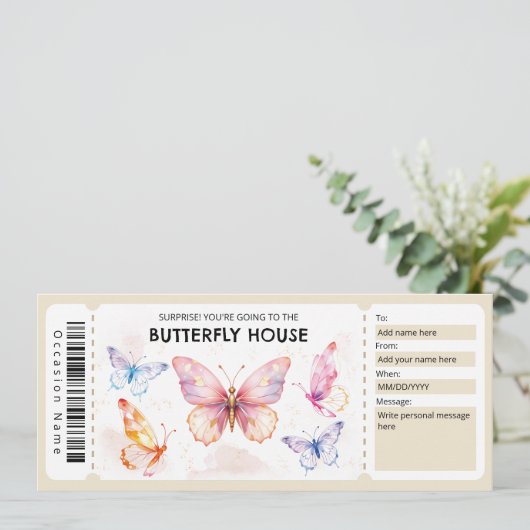  Butterfly House Gift Certificate 招待状 (スタンド正面)