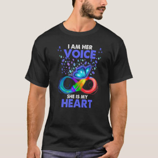 Butterfly I Am Her Voice She Is My Heart Autism Aw Tシャツ