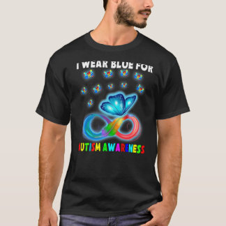 Butterfly I Wear Blue For Autism Awareness Funny Tシャツ