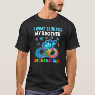 Butterfly I Wear Blue For My Brother Autism Awaren Tシャツ