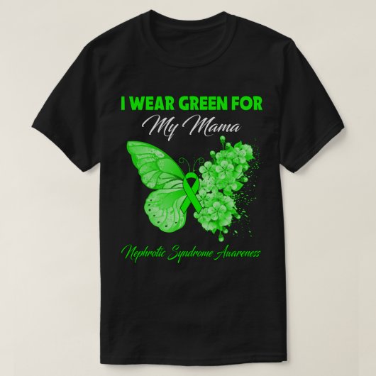 Butterfly I Wear Green For My Grandma Nephrotic Sy Tシャツ (デザイン正面)