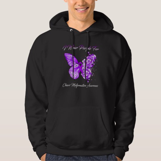 Butterfly I Wear Purple For Chiari Malformation Aw パーカ (正面)