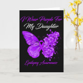Butterfly I Wear Purple For My Daughter Epilepsy A カード (黄色い花)