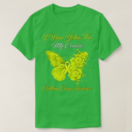 Butterfly I Wear Yellow For My Cousin Childhood Ca Tシャツ (デザイン正面)