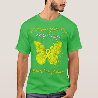 Butterfly I Wear Yellow For My Cousin Childhood Ca Tシャツ