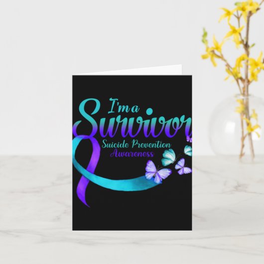 Butterfly Im A Survivor Suicide Prevention Awaren  カード (黄色い花)