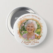 Butterfly In Loving Memory Memorial Button Pin 缶バッジ (正面&裏面)