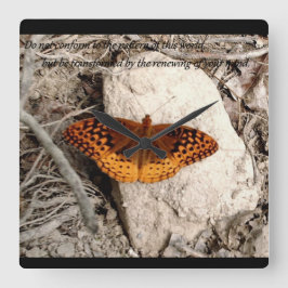 Butterfly inspiration clock スクエア壁時計