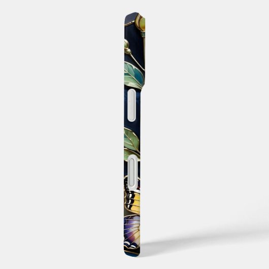 Butterfly iPhone Case Dark Blue Gold Stained Glass Case-Mate iPhoneケース (裏面 / 右)