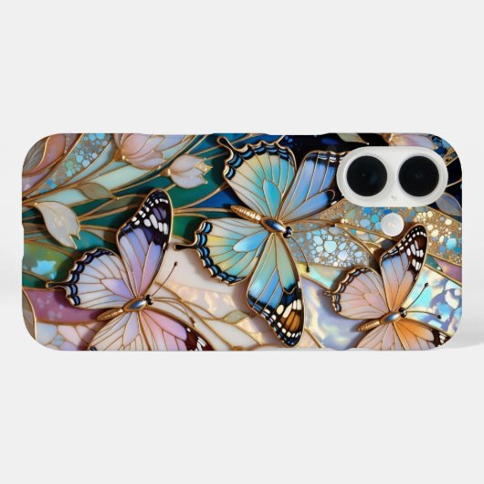 Butterfly iPhone Case Stained Glass Floral Case-Mate iPhoneケース (裏面 (横))