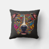 Butterfly Kaleidoscope Pitbull Portrait -Bully Mom クッション (裏面)