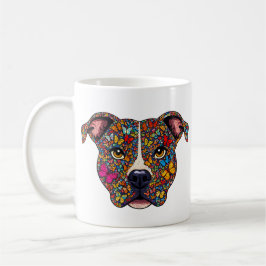 Butterfly Kaleidoscope Pitbull Portrait -Bully Mom コーヒーマグカップ