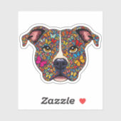 Butterfly Kaleidoscope Pitbull Portrait -Bully Mom シール (シート)