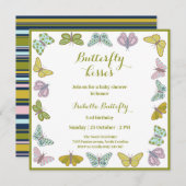 Butterfly kisses Girl Baby Shower 招待状 (正面/裏面)