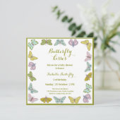 Butterfly kisses Girl Baby Shower 招待状 (スタンド正面)