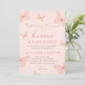 Butterfly Kisses Wishes gender neutral baby shower 招待状 (スタンド正面)