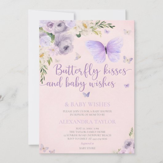 Butterfly Kisses Wishes spring summer fall winter 招待状 (正面)