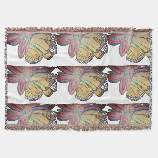 Butterfly landing beautiful スローブランケット (正面)