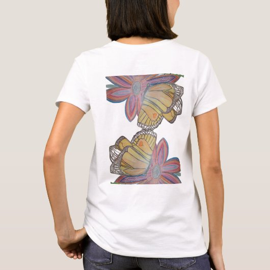 Butterfly landing on flower beautiful tシャツ (裏面)
