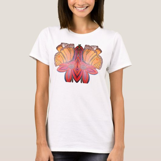 Butterfly landing on flower beautiful tシャツ (正面)