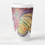 Butterfly landing on flower collection カフェラテマグ (正面)