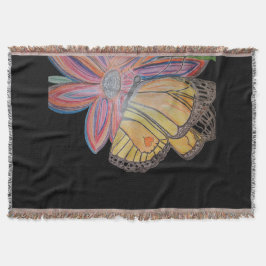 Butterfly landing on flower Throw Blanket スローブランケット