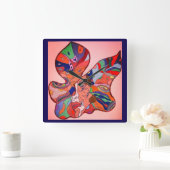 Butterfly Leaf Portrait Clock スクエア壁時計 (ホーム)