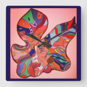 Butterfly Leaf Portrait Clock スクエア壁時計 (正面)