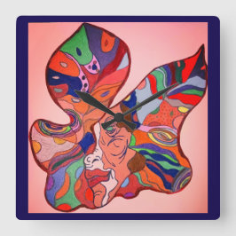 Butterfly Leaf Portrait Clock スクエア壁時計