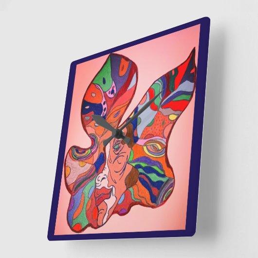 Butterfly Leaf Portrait Clock スクエア壁時計 (傾斜)