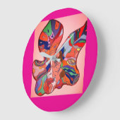 Butterfly Leaf Portrait Round Clock ラージ壁時計 (傾斜)