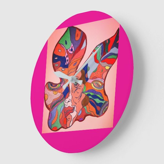 Butterfly Leaf Portrait Round Clock ラージ壁時計 (傾斜)