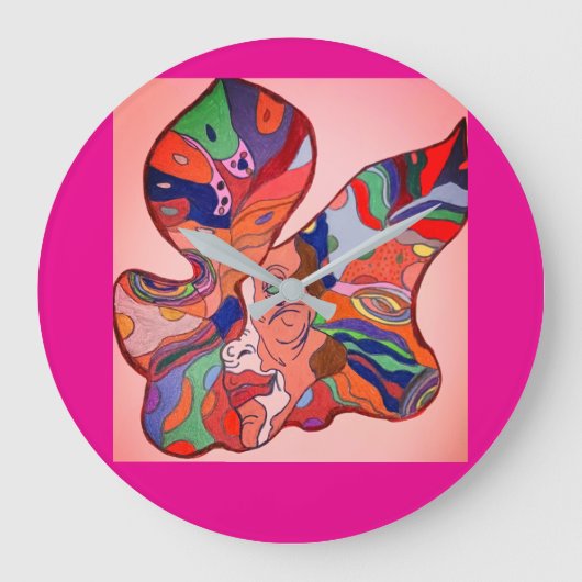 Butterfly Leaf Portrait Round Clock ラージ壁時計 (正面)